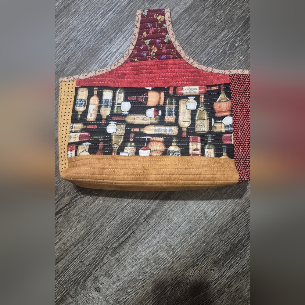 Patchwork Wine Bottle Tote Bag